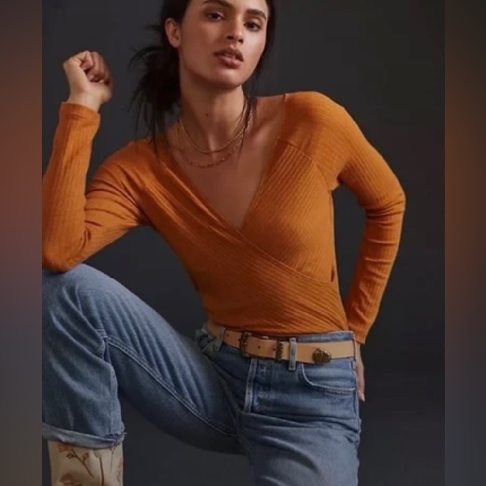 NWT Maeve Anthropologie Ribbed Long Sleeve Top